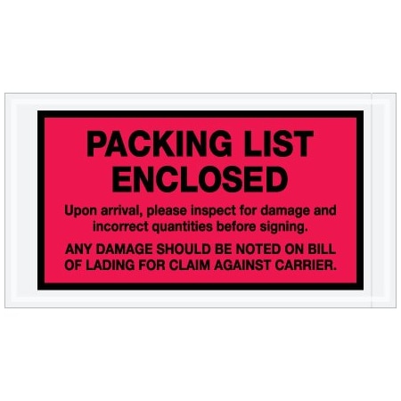 Bsc Preferred 5-1/2 x 10'' Red Full-Face ''Packing List Enclosed'' Envelopes, Style 1, 1000PK BUY00025823